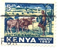 Kenya stamp Uhuru 1963 5c Cattle ranching