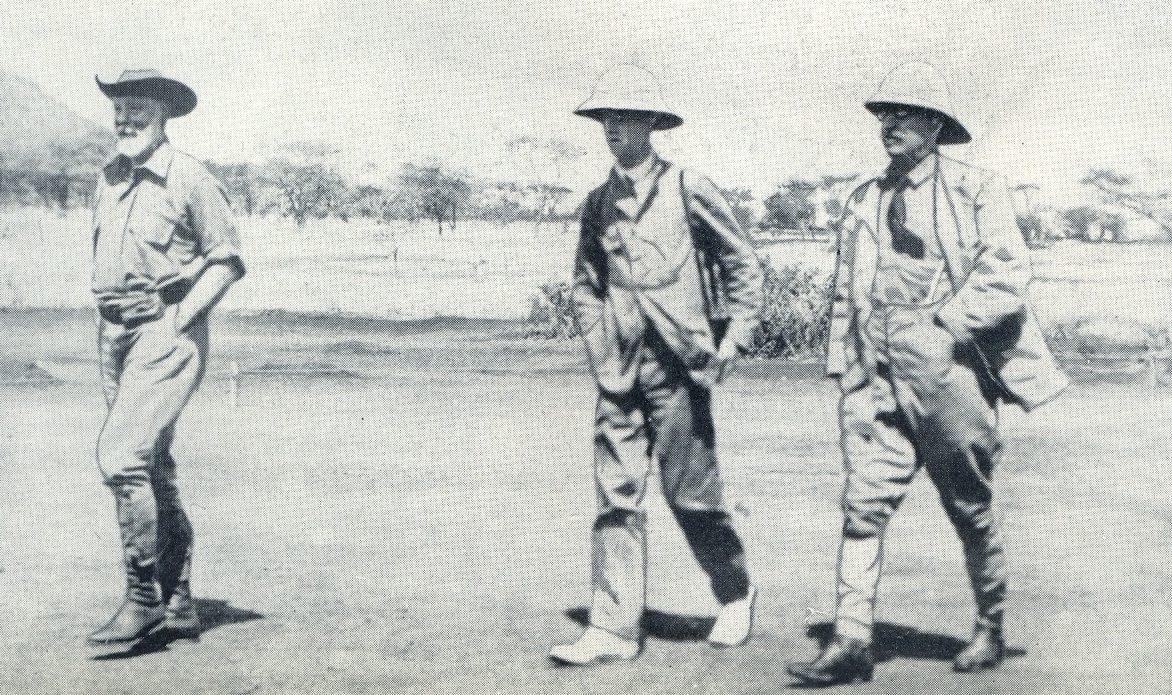 Simba Station, Uganda Railway, en route to the Kapiti Plains Theodore Roosevelt with F C Selous and Warrington Dawson